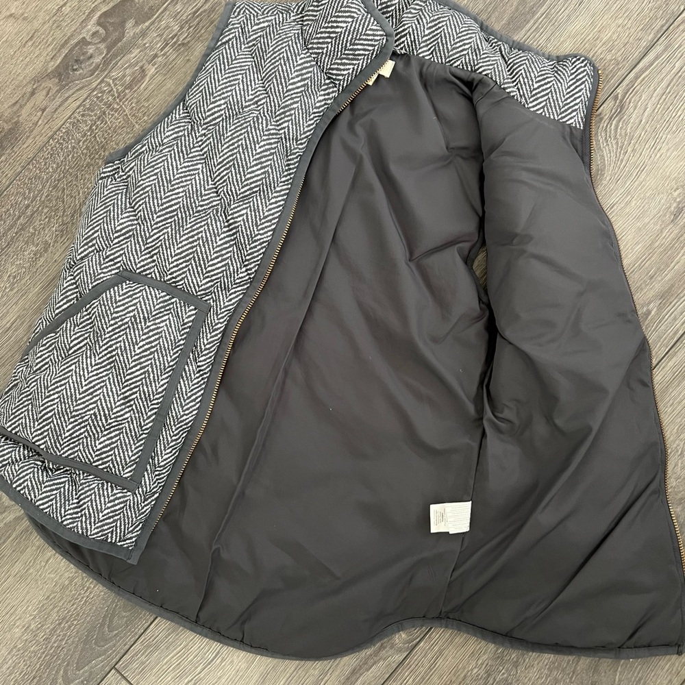 J. Crew Vest Sleeveless Grey Quilted Down Feather Puffer Vest XS Zip - Picture 6 of 10